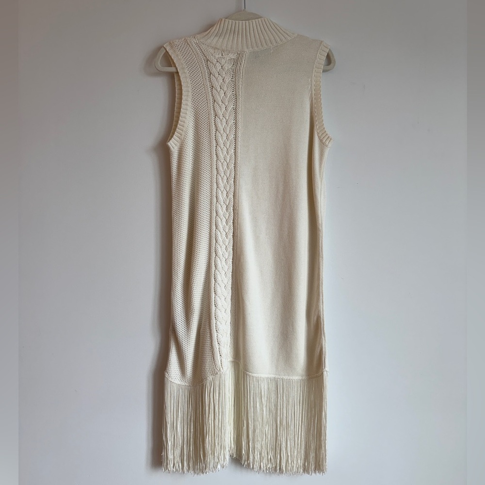 NWOT Timo Weiland white fringe sweater dress - Picture 5 of 8
